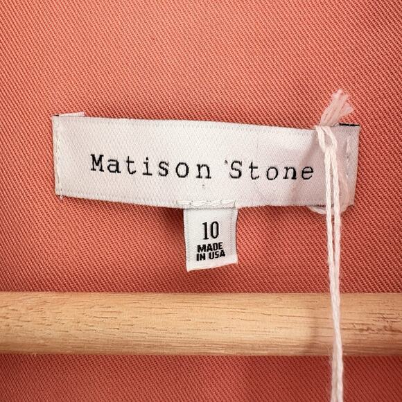 Matison Stone Tencel Button Up Utility Shirt Dress 10 Pocket Lined Coral Peach - Picture 3 of 16